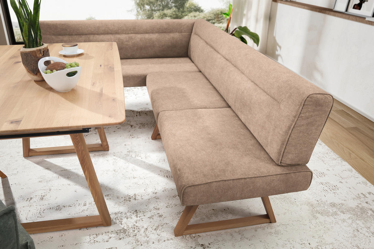 ECKBANK in Holz, Textil Eichefarben, Beige  - Eichefarben/Beige, Konventionell, Holz/Textil (170/230cm) - Moderano