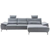 ECKSOFA MR 270 Pastellblau Chenille Rücken echt  - Chromfarben/Pastellblau, Design, Textil/Metall (335/181cm) - Musterring