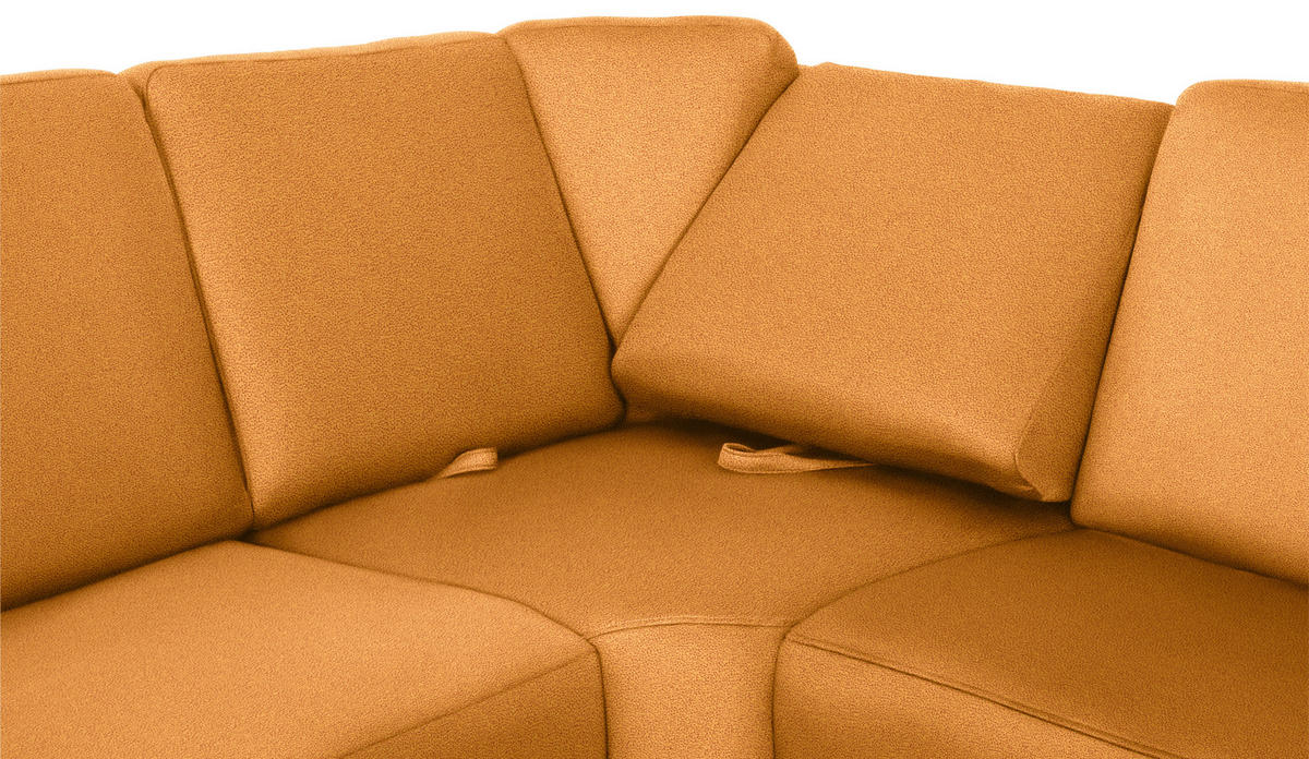 WOHNLANDSCHAFT in Flachgewebe Currygelb  - Chromfarben/Currygelb, Konventionell, Textil/Metall (240/330/163cm) - Beldomo System