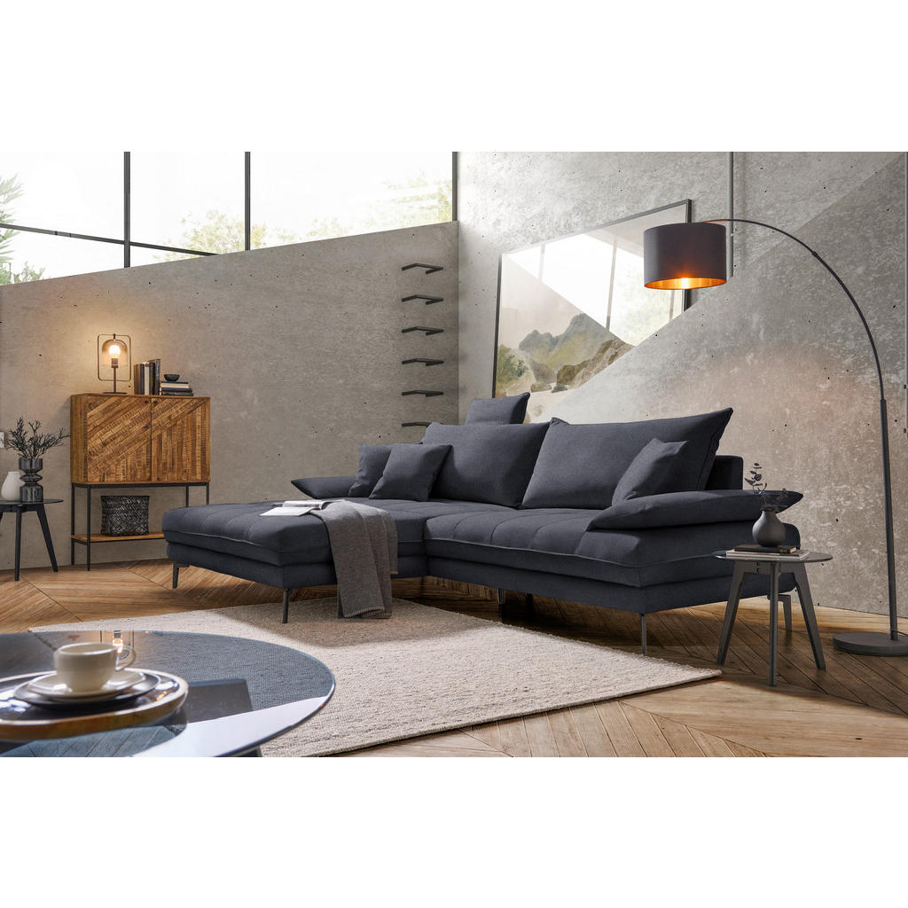 Thumbnail - Mid.you Ecksofa Prato, Anthrazit, Textil, 4-Sitzer, Füllung: Schaumstoff, Ottomane links, L-Form, 292x176 cm, Made in EU...