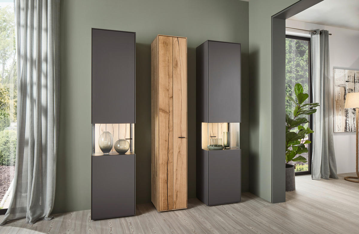 ZEILENSCHRANK Eichefarben  35,5/205,5/37,1 cm  - Eichefarben/Graphitfarben, Design, Holz/Holzwerkstoff (35,5/205,5/37,1cm) - Dieter Knoll