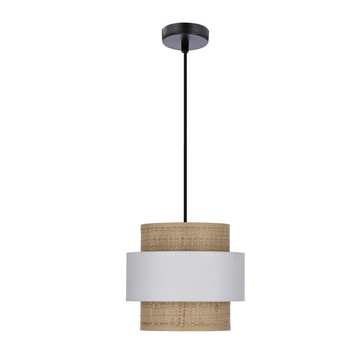 HÄNGELEUCHTE Rattan 20/100 cm   - Creme/Schwarz, Natur, Kunststoff/Metall (20/100cm)