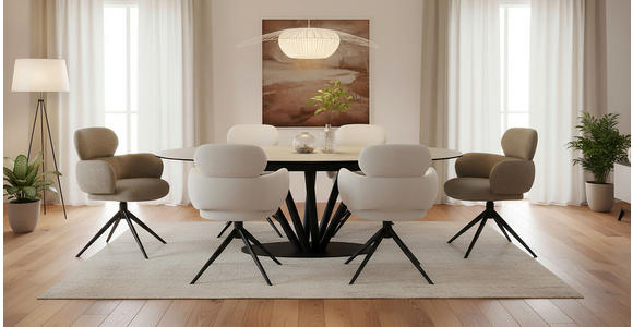 ESSTISCH Schwarz, Taupe oval  ausziehbar  - Taupe/Schwarz, Design, Glas/Keramik (210-260/110/76cm) - Belluti