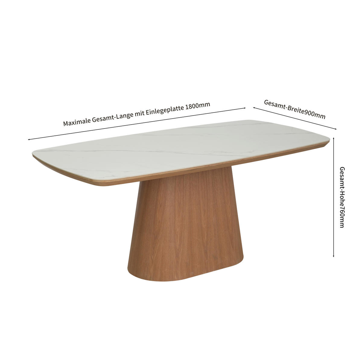 ESSTISCH 180/90/76 cm Nachbildung  Metall, Keramik, Holzwerkstoff rechteckig Naturfarben, Weiß  - Naturfarben/Weiß, MODERN, Keramik/Holzwerkstoff (180/90/76cm) - Livetastic