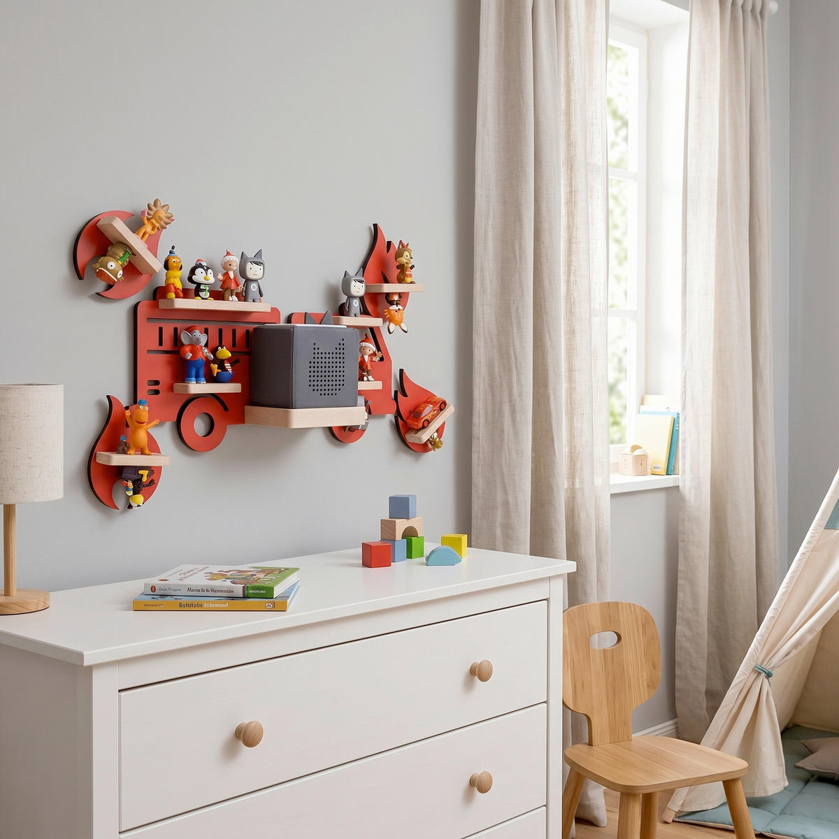 KINDERREGAL  - Rot, Modern, Holzwerkstoff (44/40/19cm) - Livetastic