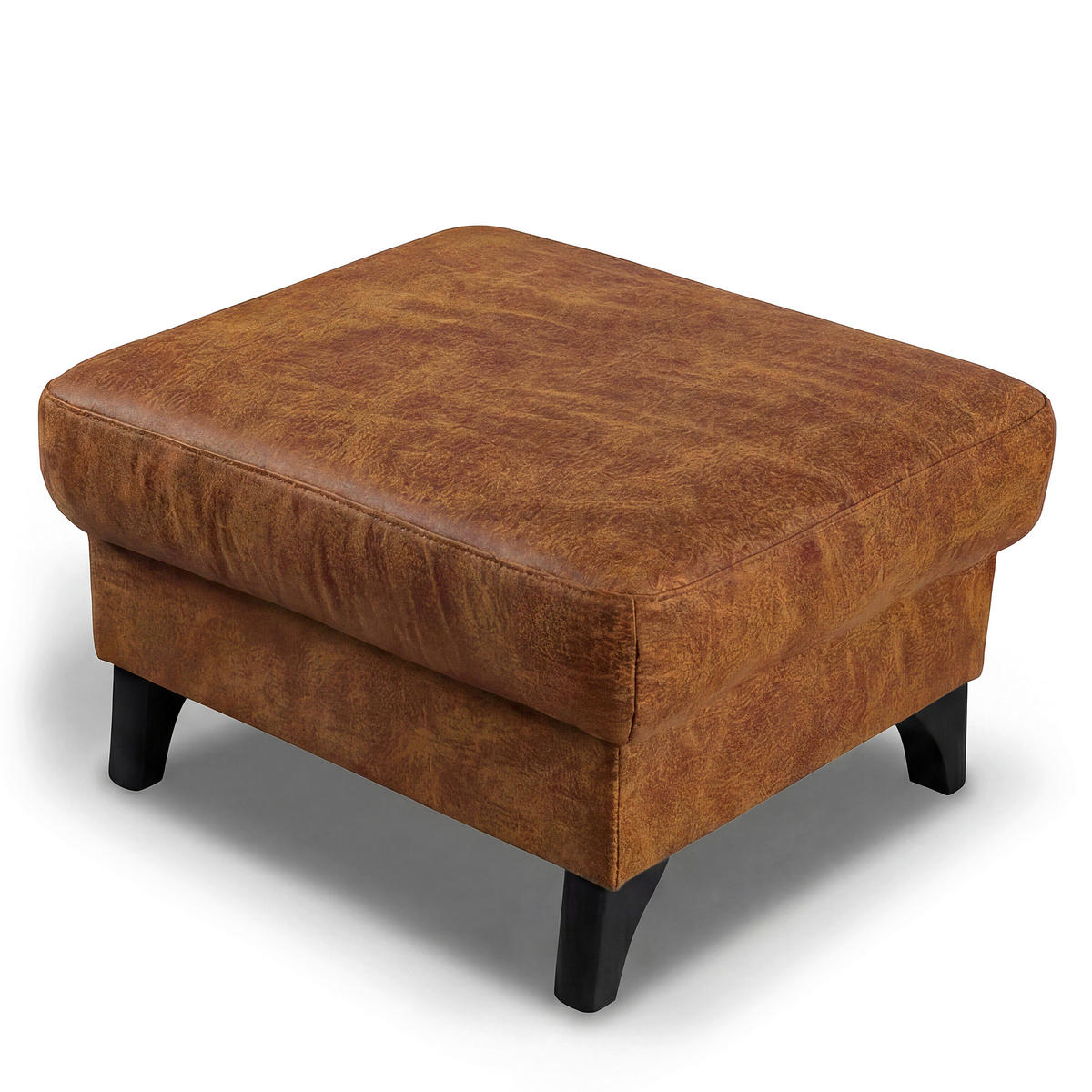 HOCKER Lederlook Echtleder Hellbraun  - Hellbraun, Design, Leder/Textil (70/48/60cm) - Livetastic