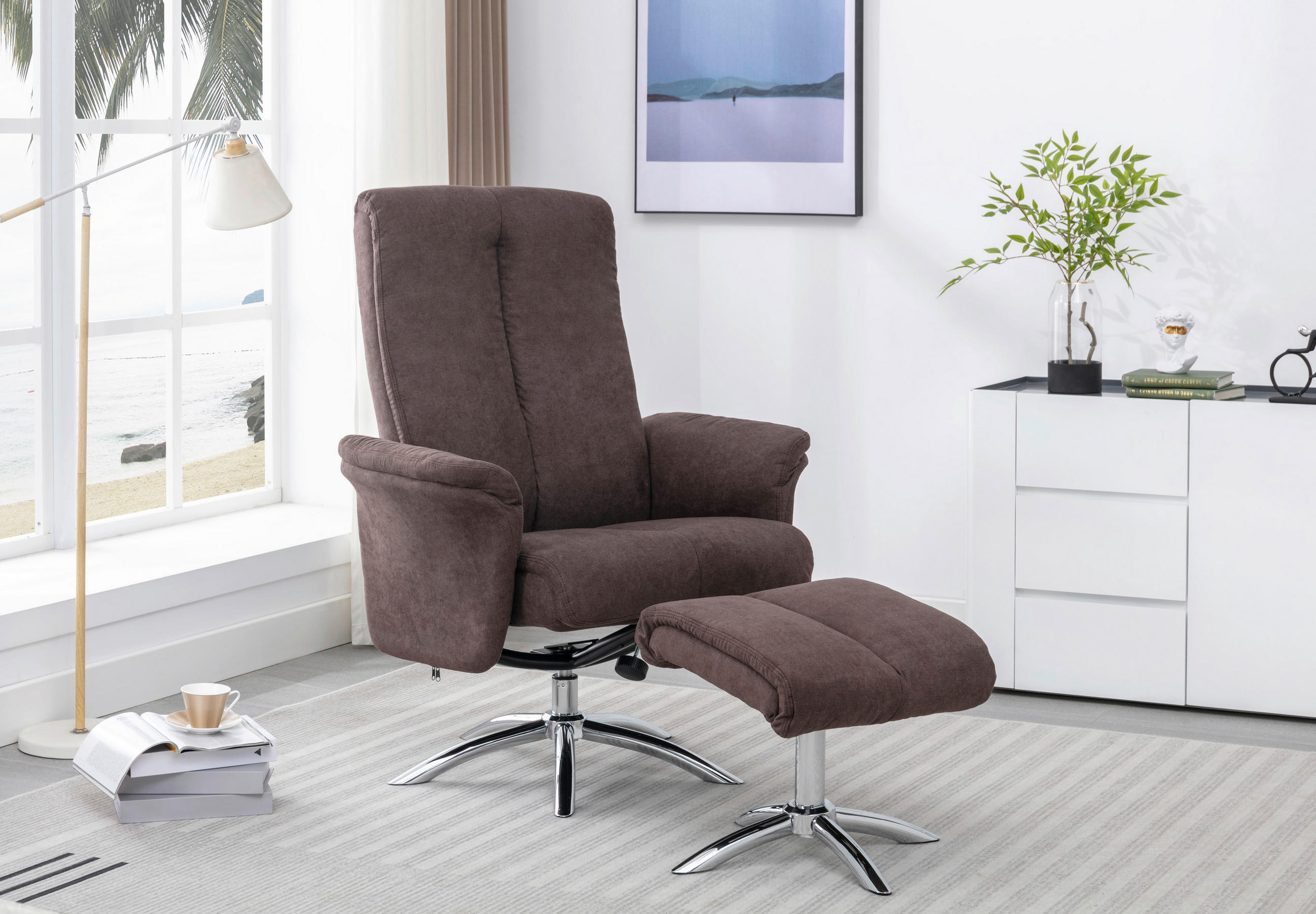 RELAXSESSELSET Chenille    - Chromfarben/Braun, KONVENTIONELL, Textil/Metall (80/113/84cm) - MID.YOU