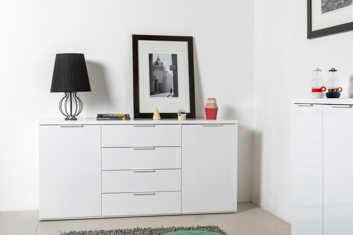 KOMODA   170/82/44 cm   bijela visoki sjaj  - bijela/bijela visoki sjaj, Moderno, drvni materijal (170/82/44cm) - Mömax