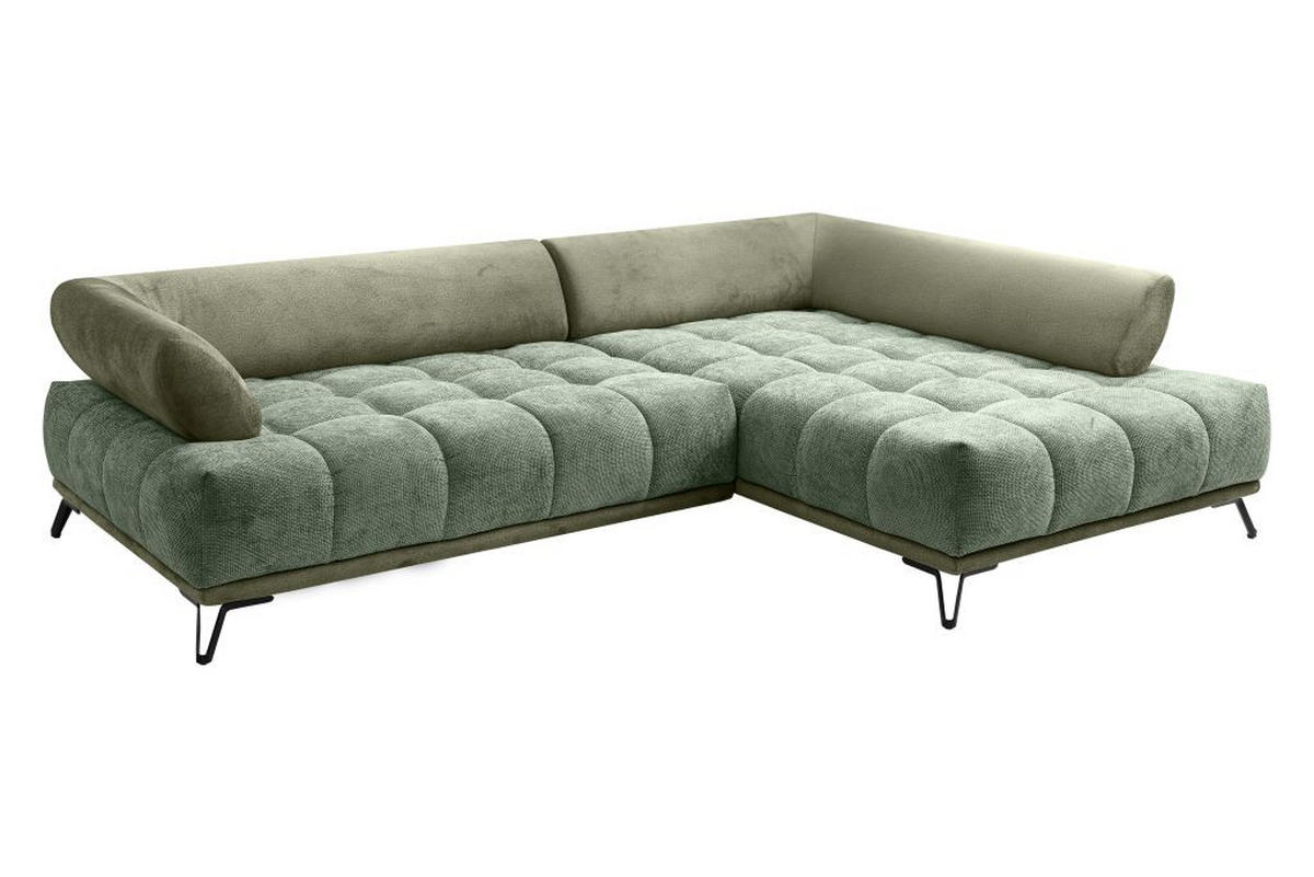 HÖRNSOFFA i chenille grön  - grön/svart, Modern, metall/textil (262/184cm) - MID.YOU