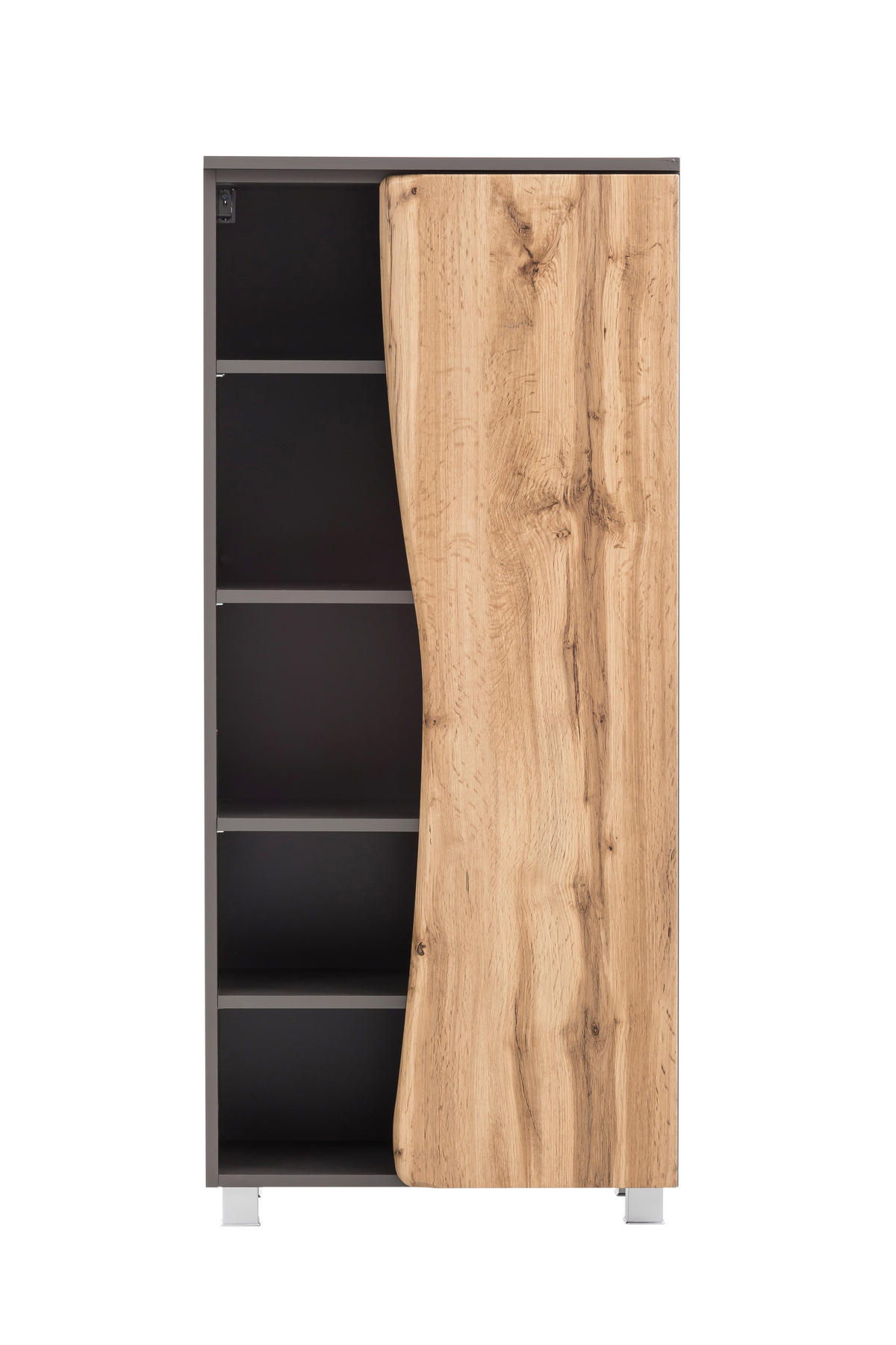 MIDISCHRANK 60/130/35 cm  - Eiche Wotan/Graphitfarben, Natur, Holzwerkstoff (60/130/35cm) - Xora