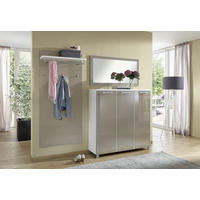GARDEROBE 3-teilig  in 215/195/37 cm  - Taupe/Weiß, Design, Glas/Holzwerkstoff (215/195/37cm)