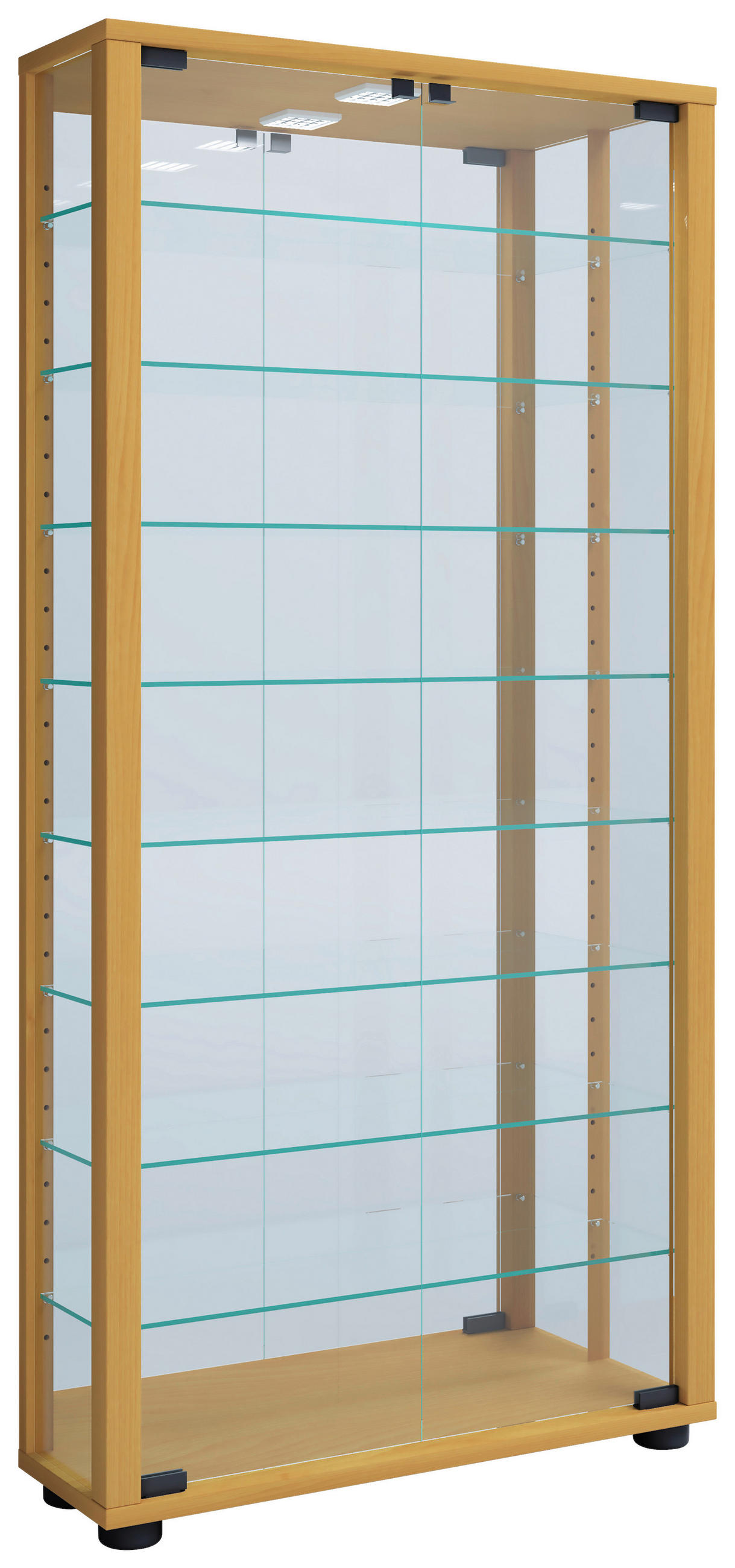 VITRINE Buchefarben  - Buchefarben/Schwarz, Modern, Glas/Holzwerkstoff (59/114,8/18cm) - MID.YOU