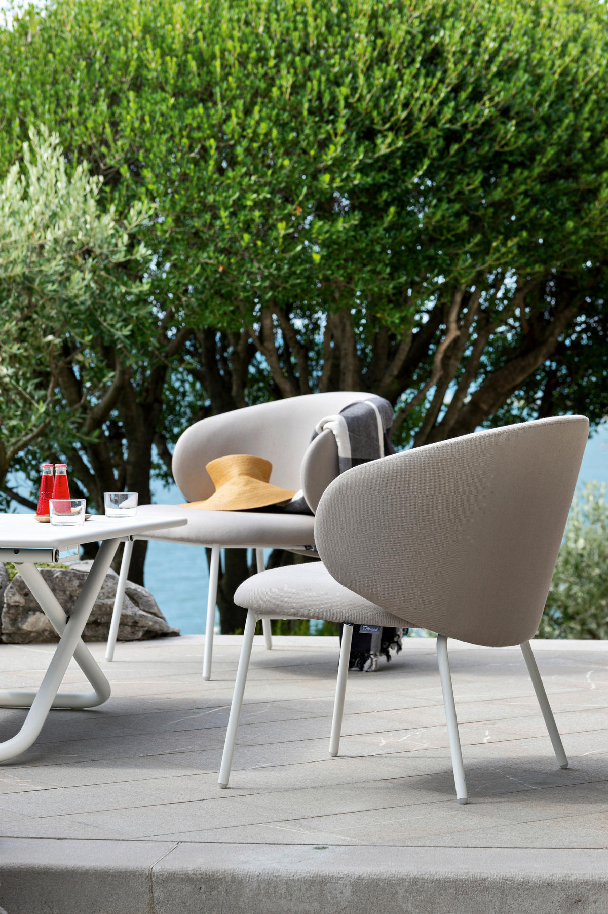 GARTENSESSEL Weiß, Sandfarben  - Sandfarben/Weiß, Basics, Textil/Metall (69/72/71cm) - Connubia 