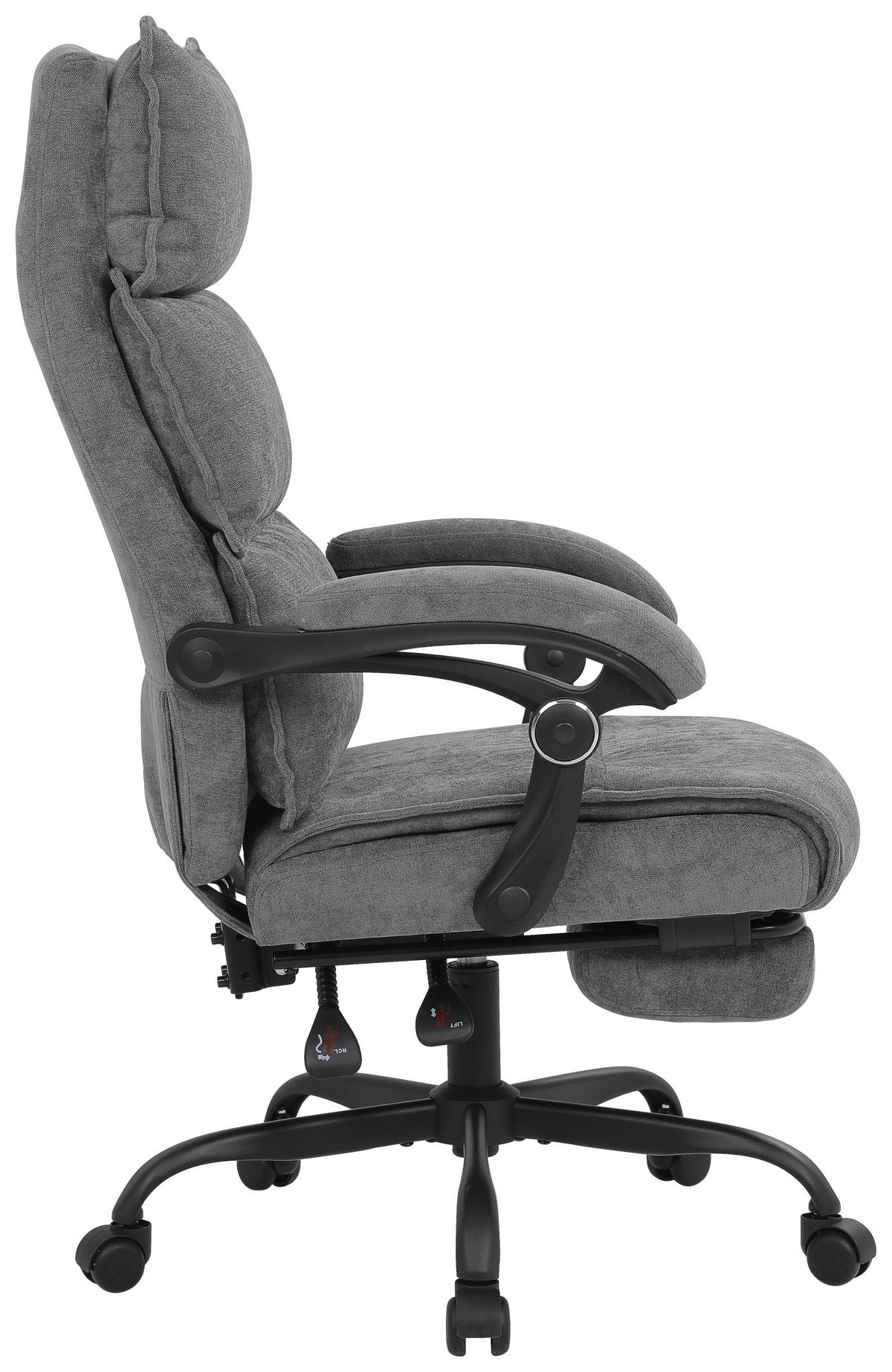 DREHSTUHL  in Chenille Grau  - Schwarz/Grau, Lifestyle, Holz/Kunststoff (66/112-120/62cm) - MID.YOU