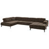 WOHNLANDSCHAFT Braun Velours  - Schwarz/Braun, Design, Textil/Metall (219/383/195cm) - Beldomo Style