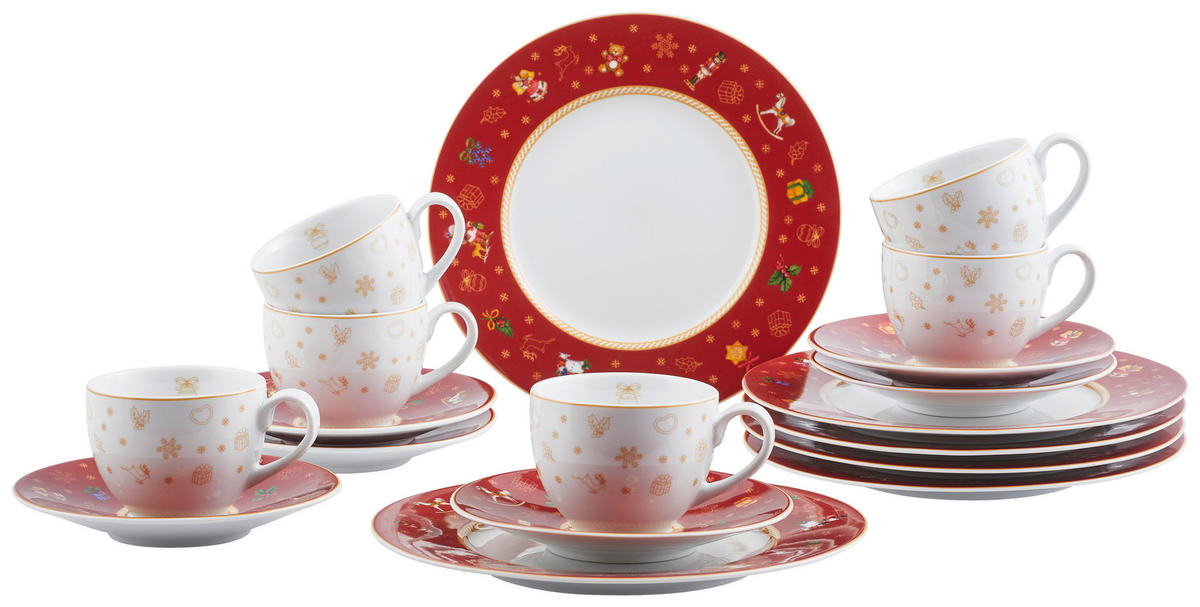 KAFFEESERVICE Rot CHRISTMAS TOYS 18-teilig  - Rot, KONVENTIONELL - X-Mas