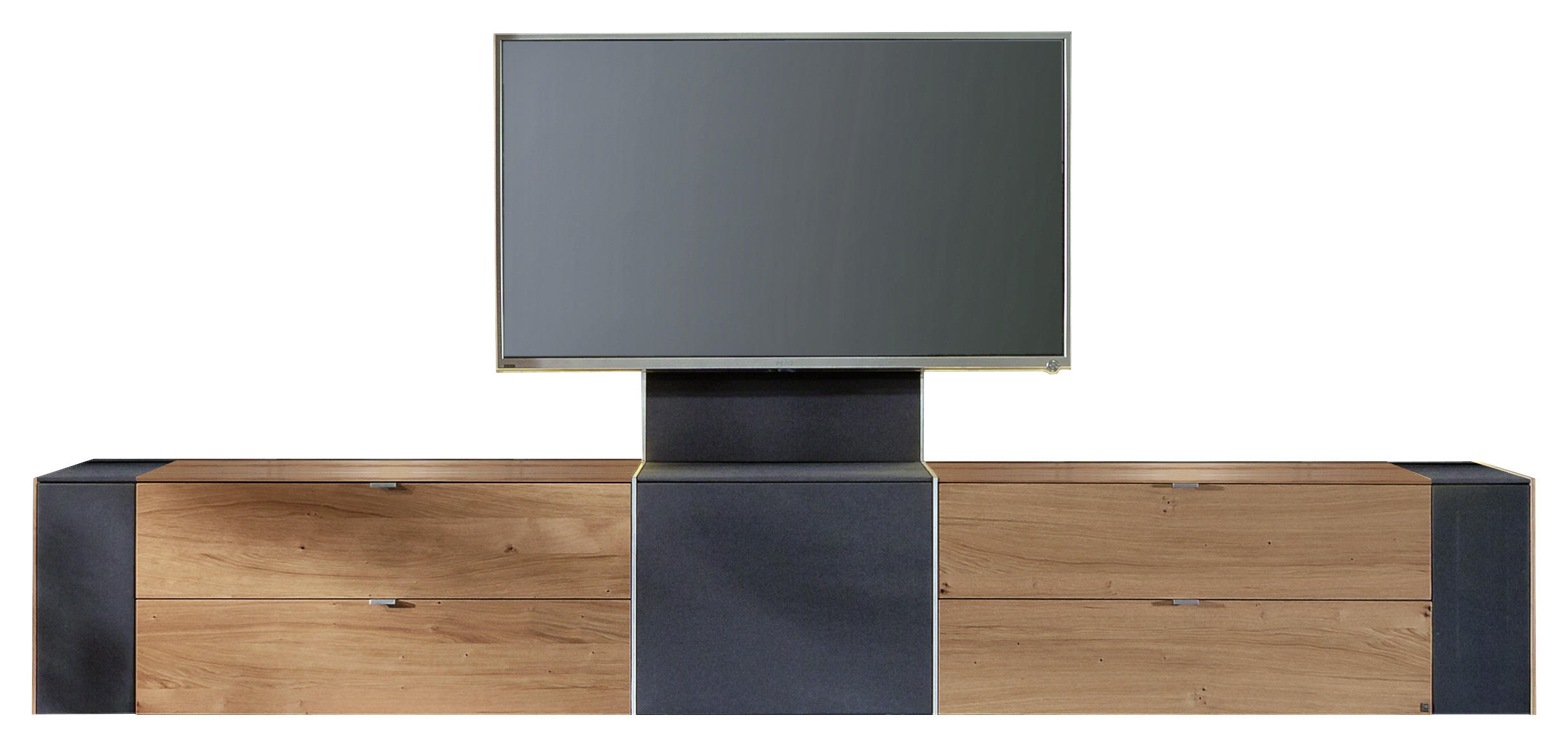 TV-ELEMENT - Eichefarben/Alufarben, Design, Holz/Textil (303/49,8/57cm) - Musterring