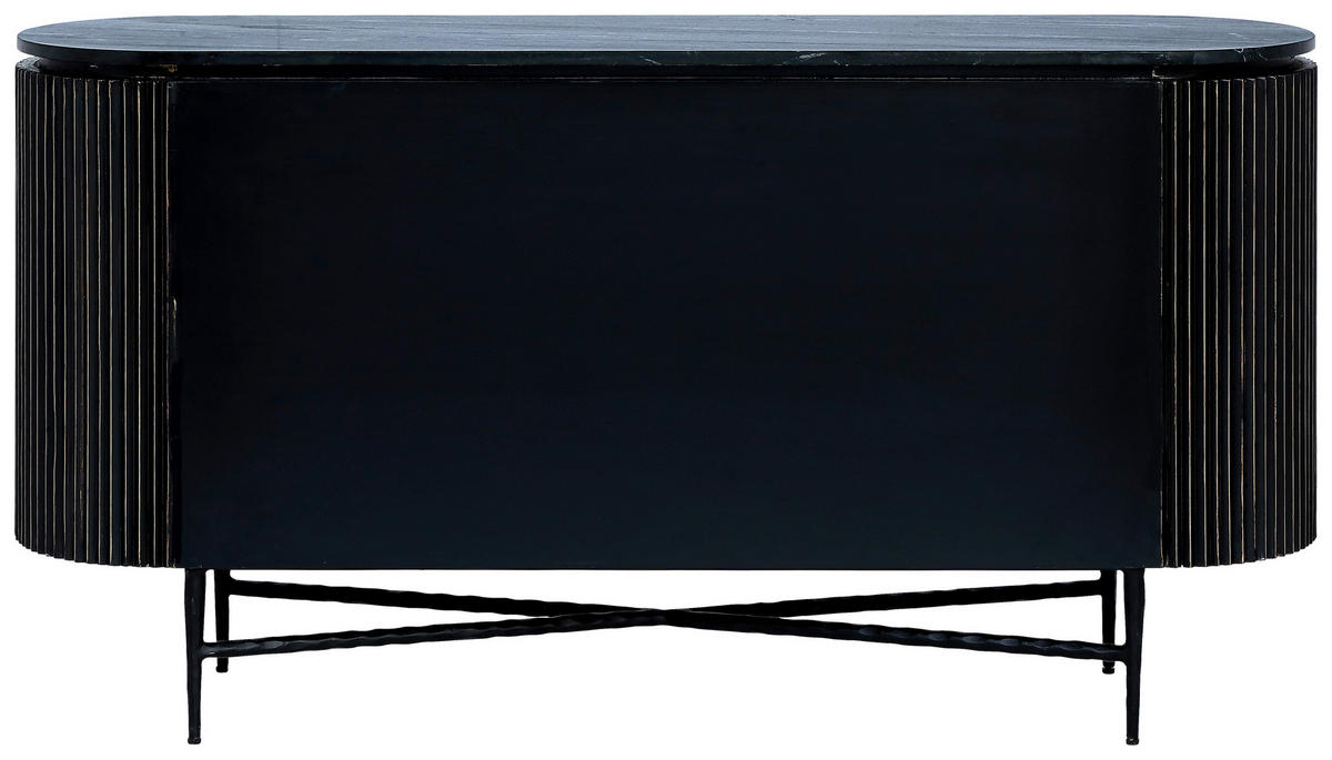 TÁLALÓSZEKRÉNY 150/80/40 cm  - fekete/sárgaréz, Trend, faalapú anyag/kő (150/80/40cm) - Ambia Home
