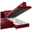 ECKSOFA  in Samt Bordeaux  - Chromfarben/Bordeaux, KONVENTIONELL, Textil/Metall (271/206cm) - Carryhome