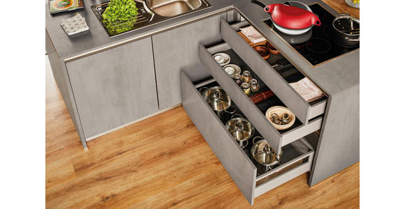 EINBAUKÜCHE   - Grau, Basics, Holzwerkstoff - Novel