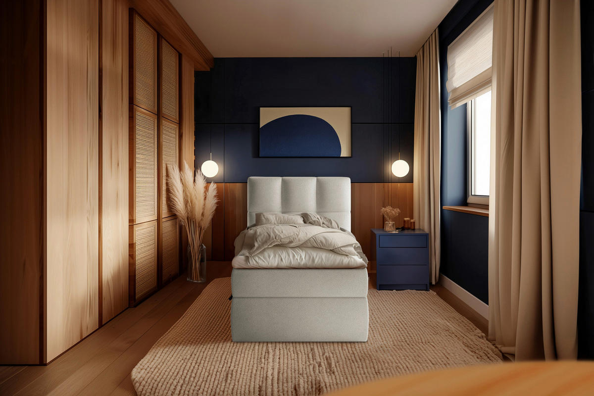 BOXBETT 90/200 cm  in Creme  - Creme/Schwarz, Modern, Holz/Holzwerkstoff (90/200cm) - MID.YOU