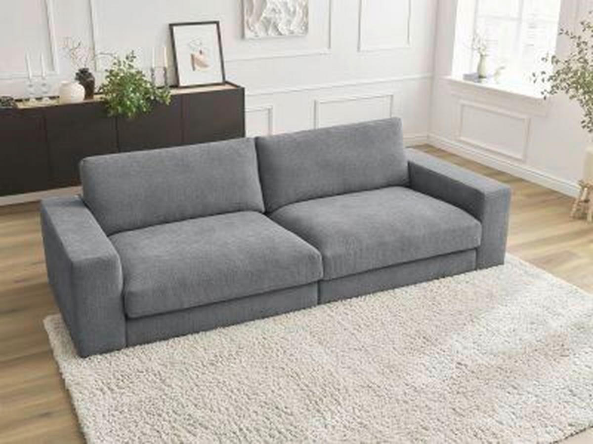 3-SITZER-SOFA LEONARD Struktur Dunkelgrau  - Dunkelgrau/Schwarz, MODERN, Kunststoff/Textil (234/77/109cm)
