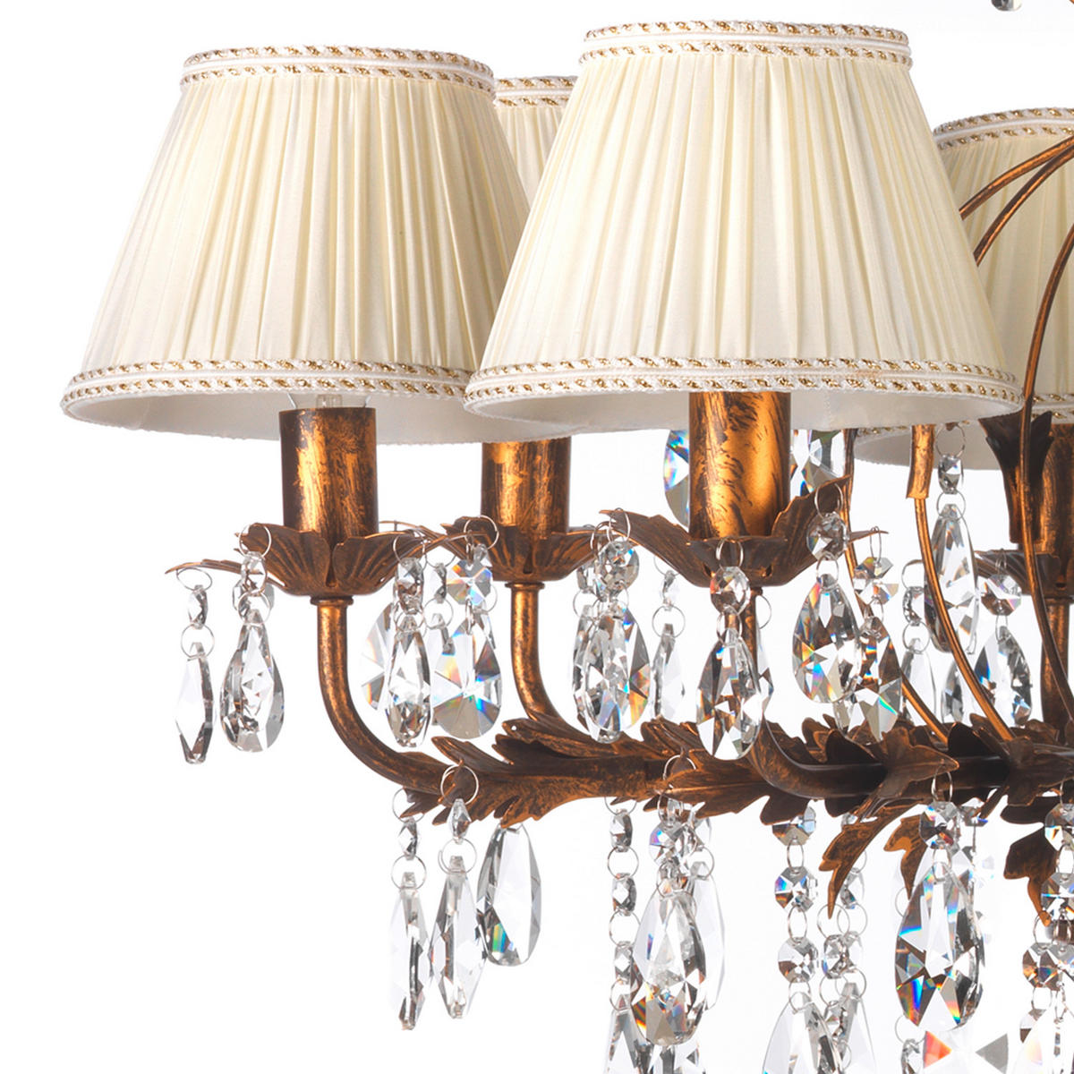 KRISTALL-HÄNGELEUCHTE 80/105 cm   - Bronzefarben, Design, Glas/Metall (80/105cm)