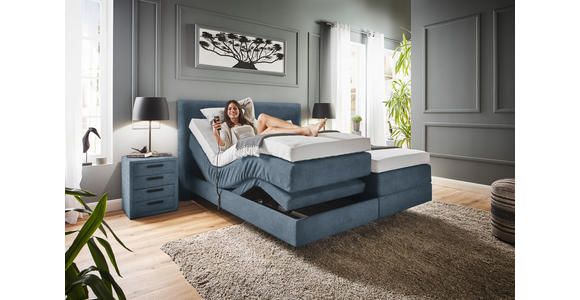 BOXSPRINGBETT 160/200 cm  in Blau  - Blau, KONVENTIONELL, Holz/Textil (160/200cm) - Dieter Knoll