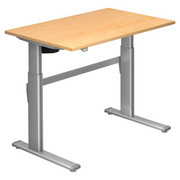SCHREIBTISCH - Silberfarben/Ahornfarben, Design, Holzwerkstoff/Metall (120/72-119/80cm)