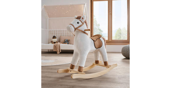 SCHAUKELPFERD - Hellbraun/Weiß, Basics, Holz/Textil (74/30/64cm) - My Baby Lou