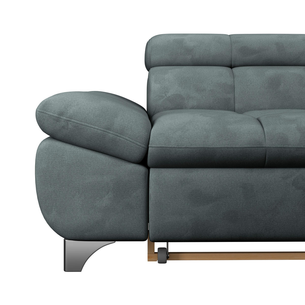 ECKSOFA Graublau Chenille  - Chromfarben/Graublau, KONVENTIONELL, Textil/Metall (312/234cm) - Livetastic