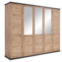 DULAP CU UȘI ROTATIVE gri închis, stejar Artisan  - culoare nichel/gri închis, Romantik / Landhaus, sticlă/metal (255/209/60cm) - Hom`in