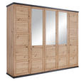 DREHTÜRENSCHRANK  in Dunkelgrau, Eiche Artisan  - Dunkelgrau/Eiche Artisan, ROMANTIK / LANDHAUS, Glas/Holzwerkstoff (255/209/60cm) - Hom`in