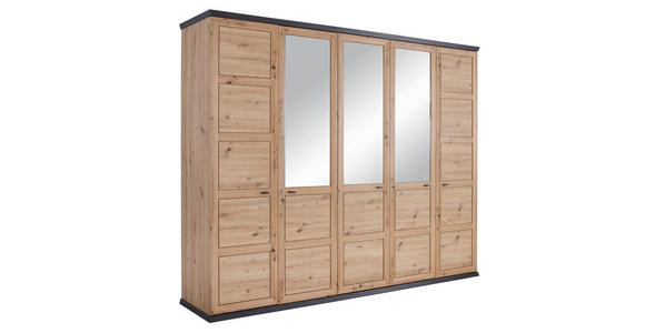 DREHTÜRENSCHRANK in Dunkelgrau, Eiche Artisan - Dunkelgrau/Eiche Artisan, ROMANTIK / LANDHAUS, Glas/Holzwerkstoff (255/209/60cm) - Hom`in