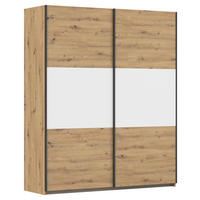 GARDEROB MED SKJUTDÖRRAR 175/210/59 cm 2-dörrar - vit/aluminiumfärg, Modern, metall/trämaterial (175/210/59cm) - Rauch Möbel