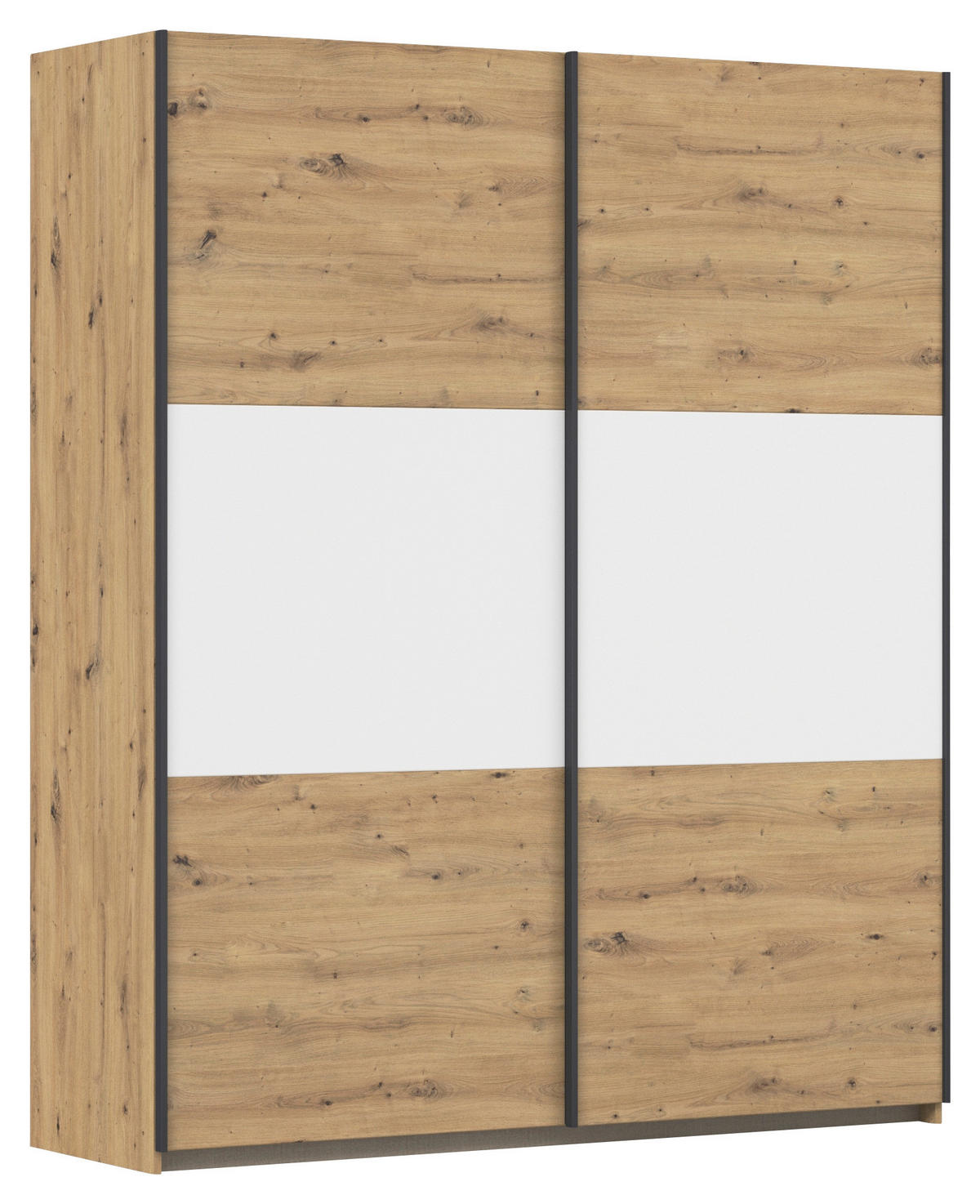 GARDEROB MED SKJUTDÖRRAR 175/210/59 cm 2-dörrar - vit/aluminiumfärg, Modern, metall/trämaterial (175/210/59cm) - Rauch Möbel