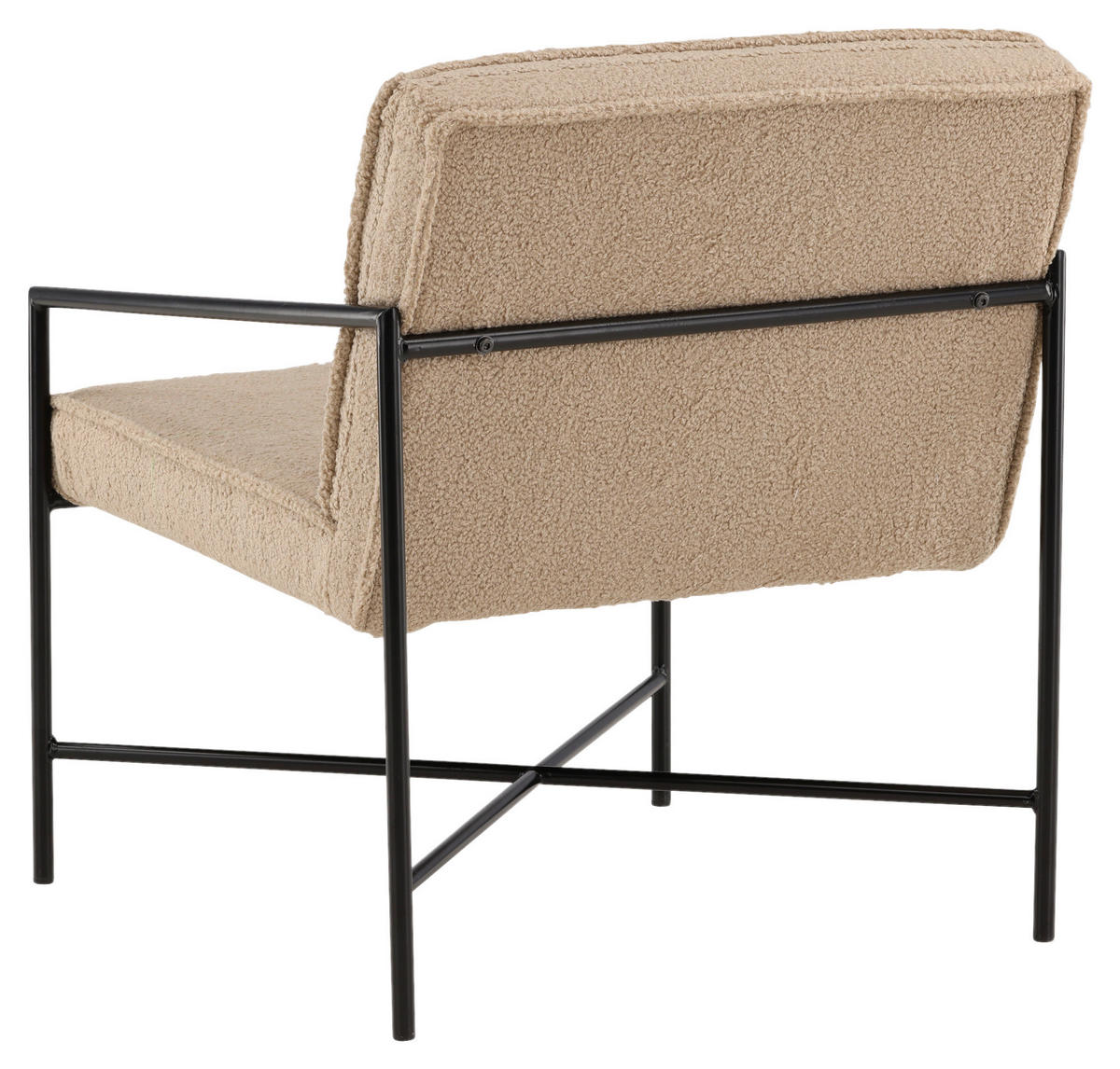 SESSEL in Teddystoff Schwarz, Beige  - Beige/Schwarz, Design, Textil/Metall (66/78/65cm) - Livetastic