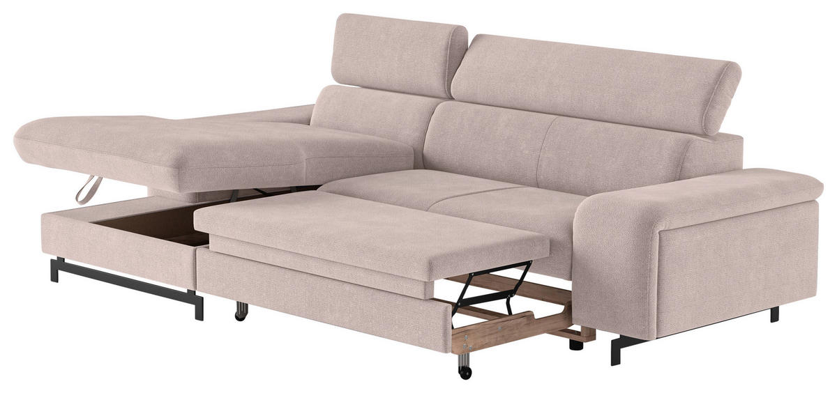 ECKSOFA Creme Chenille  - Creme/Schwarz, Textil/Metall (165/267cm) - MID.YOU