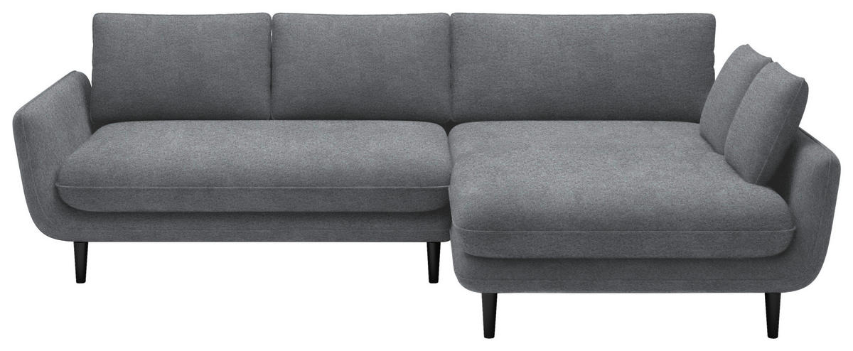 ECKSOFA in Velours Grau  - Schwarz/Grau, Design, Holz/Textil (260/167cm) - Welnova