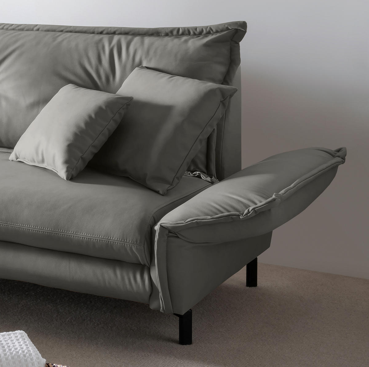 ECKSOFA in Lederlook Grau  - Schwarz/Grau, Modern, Textil/Metall (180/255cm) - Livetastic