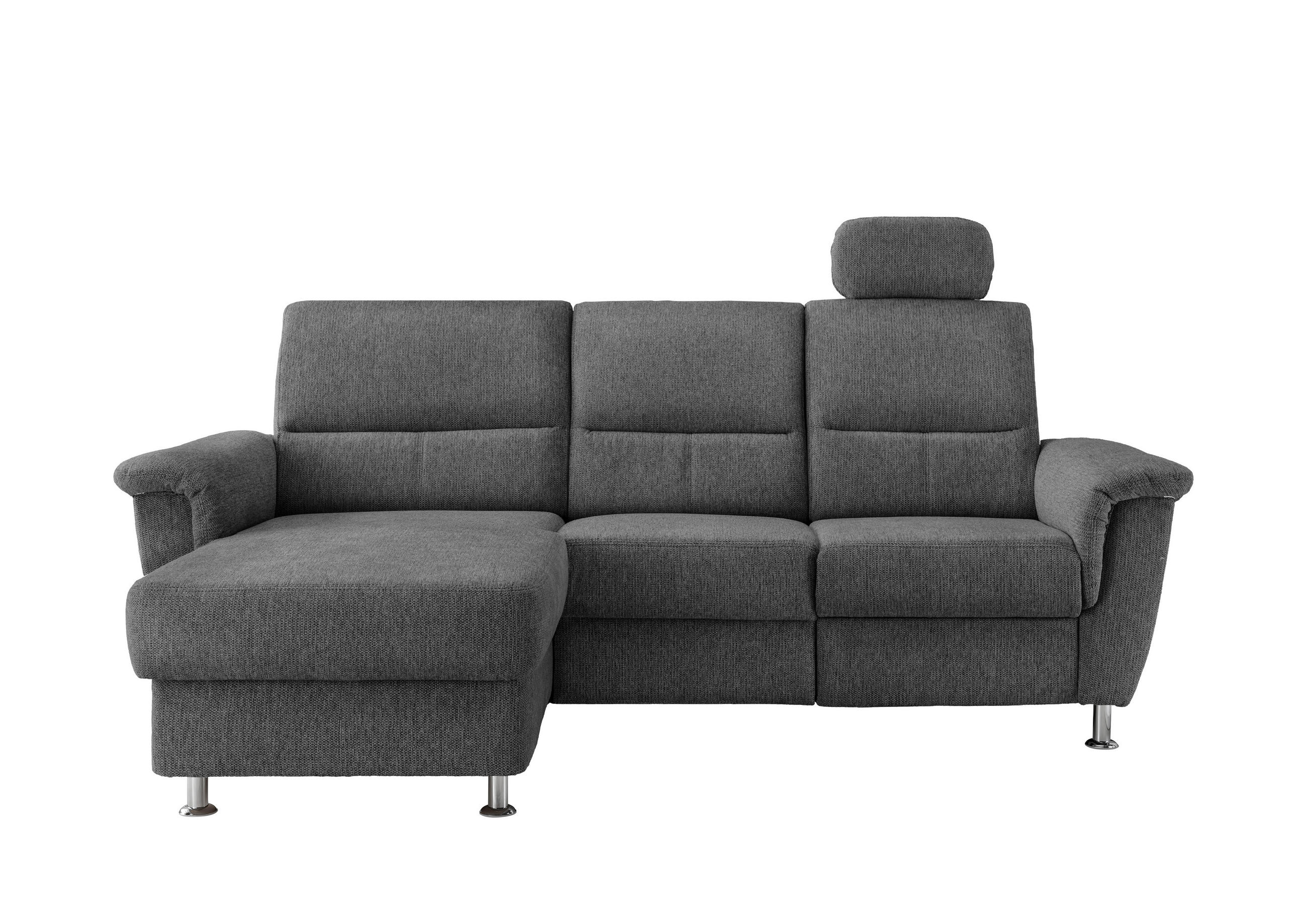 ECKSOFA Anthrazit Chenille Bettkasten, Stauraum, Kopfstütze  - Chromfarben/Anthrazit, MODERN, Textil/Metall (165/231cm) - Livetastic