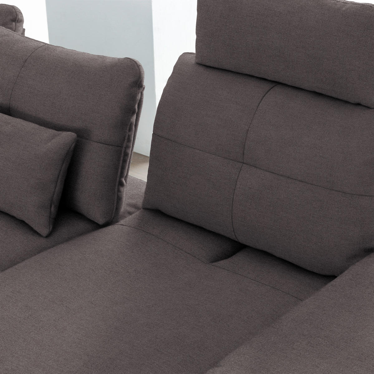 ECKSOFA in Flachgewebe Graphitfarben  - Schwarz/Graphitfarben, Design, Textil/Metall (271/344cm) - Chilliano