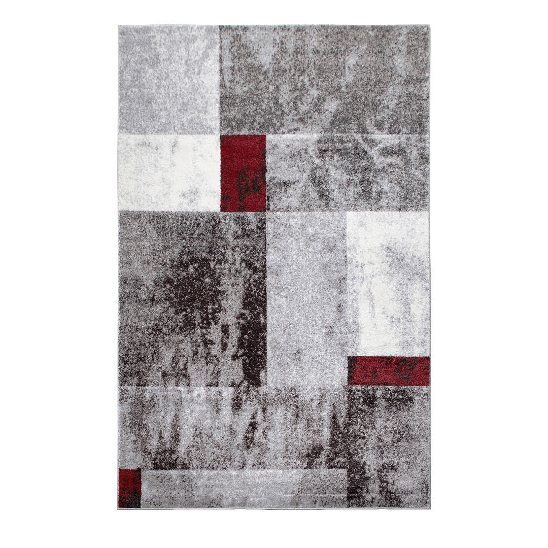 Novel Webteppich Phoenix-6042 Grau, Rot 80x150 cm