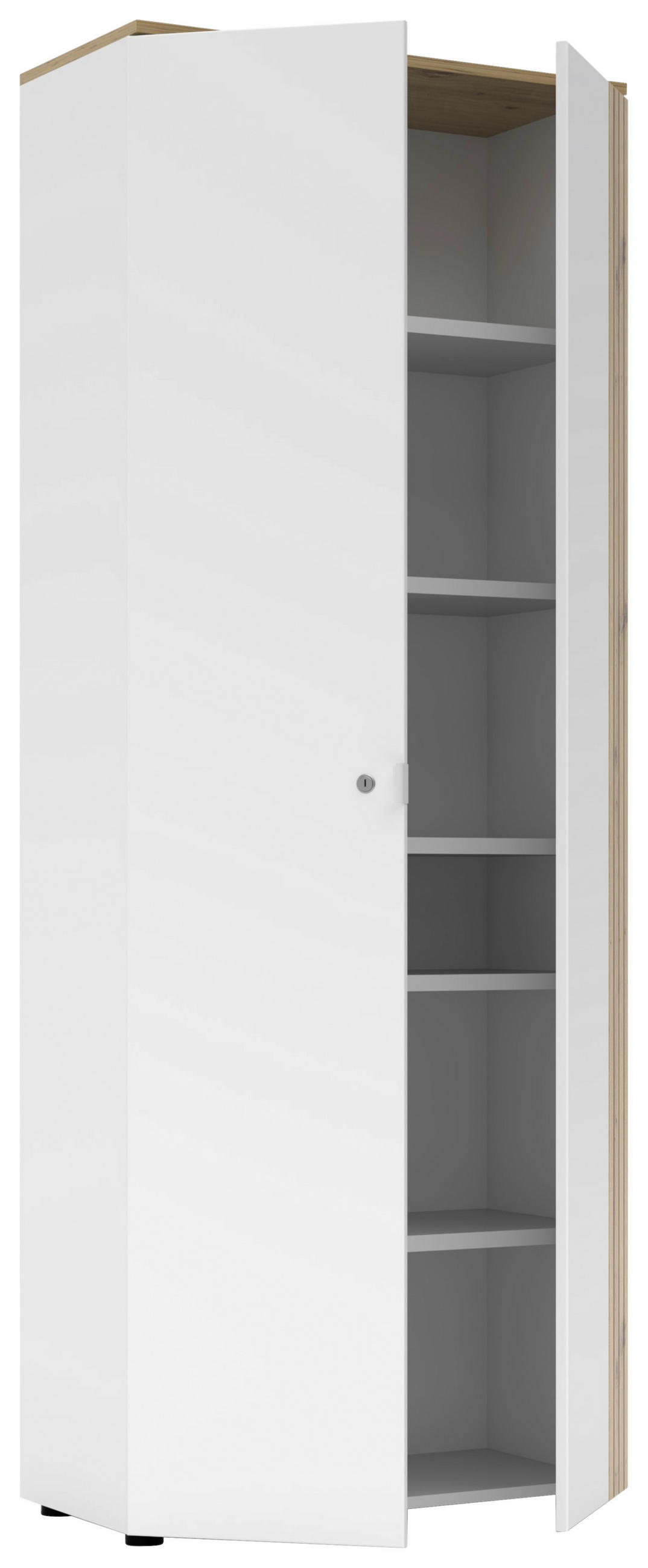 AKTENSCHRANK Weiß, Eiche Artisan  - Weiß/Eiche Artisan, KONVENTIONELL, Holzwerkstoff (75/198/38cm) - Voleo