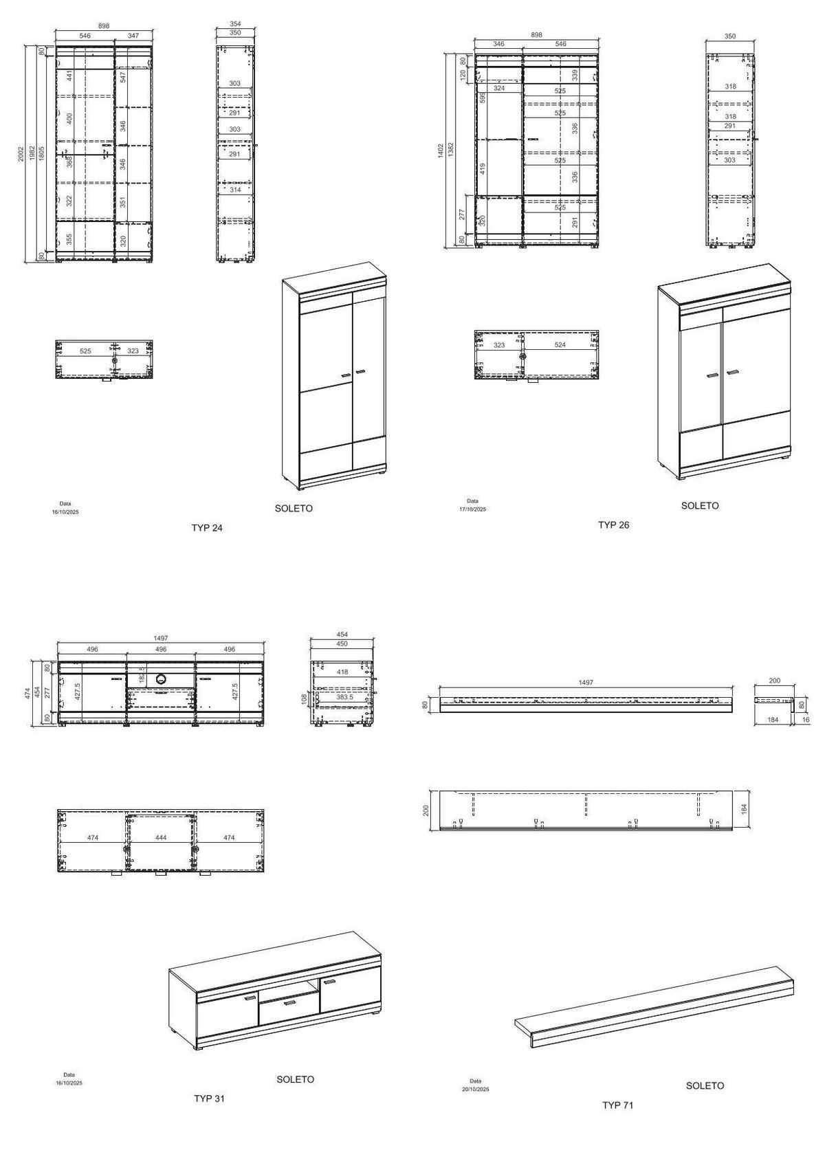 WOHNWAND 4-teilig  in Graphitfarben, Eichefarben  350/201/45 cm  - Eichefarben/Schwarz, Design, Glas/Holzwerkstoff (350/201/45cm) - MID.YOU