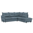 ECKSOFA in Bouclé Blau  - Blau/Schwarz, Design, Textil/Metall (250/220cm) - Xora