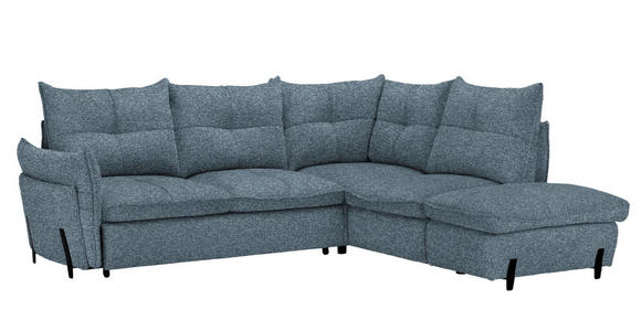 ECKSOFA Blau Bouclé  - Blau/Schwarz, Design, Textil/Metall (250/220cm) - Xora