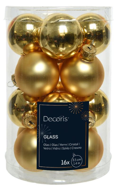 CHRISTBAUMKUGEL-SET 3,5 cm 16-teilig  - Goldfarben, LIFESTYLE, Glas (3,5cm)