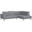 ECKSOFA in Webstoff Hellgrau  280/205 cm  - Hellgrau/Schwarz, Design, Textil/Metall (280/205cm) - Xora