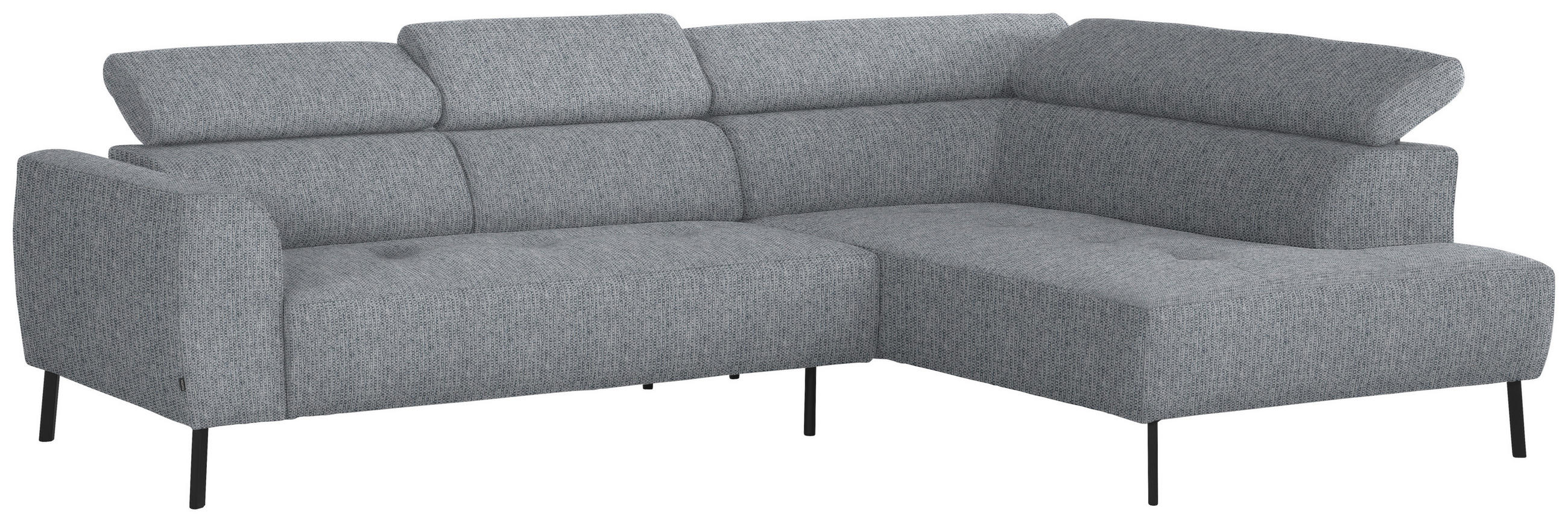 ECKSOFA in Webstoff Hellgrau  - Hellgrau/Schwarz, Design, Textil/Metall (280/205cm) - MID.YOU